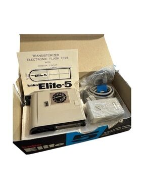 Vintage Kako Elite-5 Camera Flash Unit w/ Box Manual Retro Photography